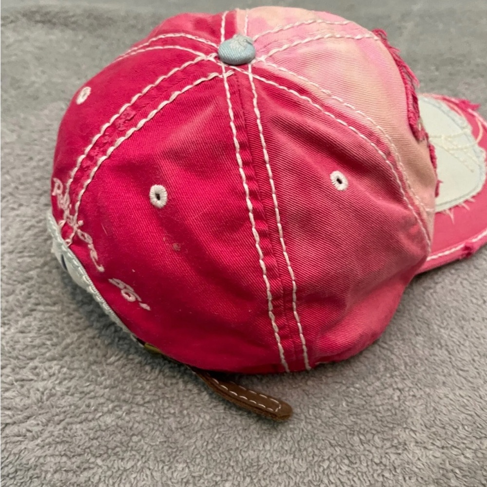 VTG True Religion Embellished Embroidered Cap Hat Buddha Retro Pink One Size - Picture 4 of 7